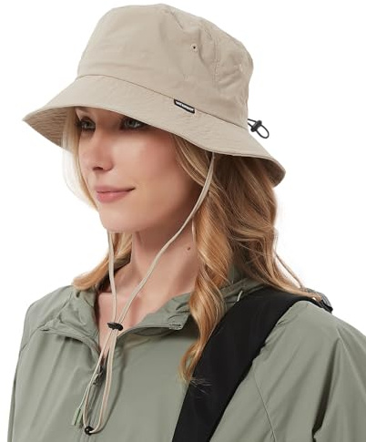 Creekstone Regenhut Damen Wasserdicht, Herren Bucket Hat Eimerhut, Sonnenhut UV Schutz, UPF50 Outdoor Faltbar Wandern Fischerhut (DE/NL/SE/PL, Alphanumerisch, Einheitsgröße, Beige)