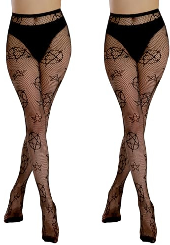 SIMYJOY Frauen Gemusterte Netzstrumpfhose Schwarz Netzstrümpfe Strumpfhosen