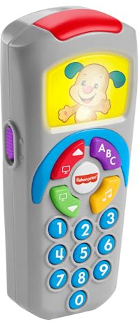 Fisher-Price Lernspaß Lernspielzeug für Babys Hündchen-Fernbedienung Spielzeugfernbedienung mit Musik und Lichtern für Kinder ab 6 Monaten, deutsche Version, HXB88
