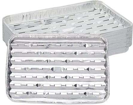 Relaxdays Grillschale Alu, 25er Set, BxT: 34 x 22 cm, Aluminiumschale mit Löchern, bis 260°C, Grill & Backofen, Silber