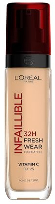 L'Oréal Paris Make-up, Wasserfest und langanhaltend, Flüssige Foundation mit LSF 25, Infaillible 32H Fresh Wear Make-up, 220 Neutral, 30 ml