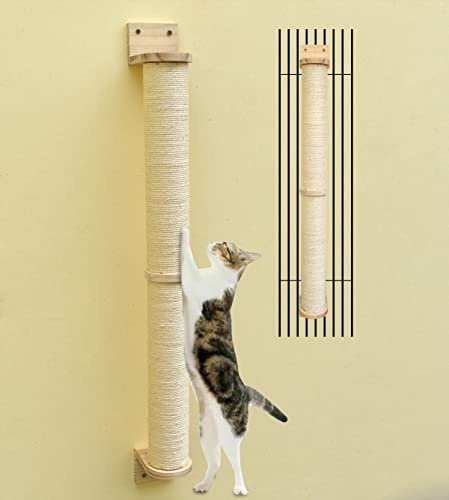 MIAOGE® 81cm Kratzbaum Wandmontage,Kletterwand,Kratzbaum Wand,Kratzsäule für Katzen,Kratzstamm für Katzen(Sisalseil_Φ7)