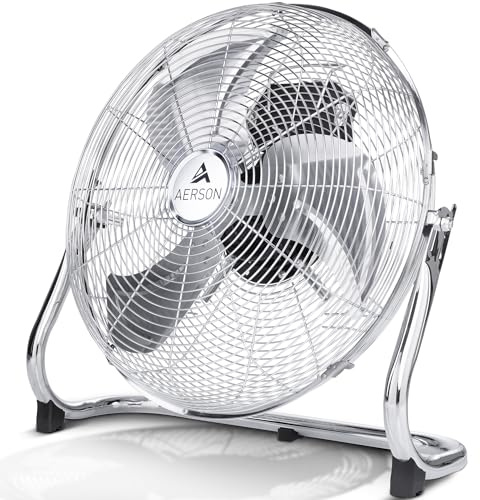 TRESKO AERSON Bodenventilator 50cm | Windmaschine mit 3-Leistungsstufen 120W | Standventilator | hoher Luftdurchsatz | robuste Metallausführung | Neigungswinkel ca. 110 Grad