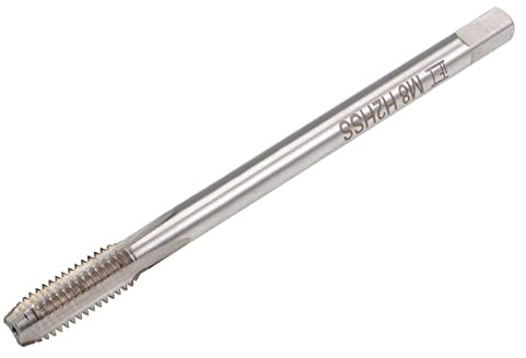TA-VIGOR M8 x 1,25 mm extra langer gerader Nutgewindegewindebohrer Gewindebohrer mit H2-Toleranz, HSS gerade, 3 Flöten, metrischer Maschinengewindebohrer zum Bohren und Gewindeschneiden
