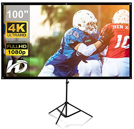 Projektor-Leinwand mit Ständer, 354 cm (100 Zoll), tragbare Projektions-Leinwand 16:9, 4K HD, für den Innen- und Außenbereich, Heimkino, Gartenkino