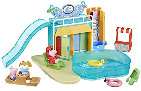 Peppa Pig Spielzeuge Schwimmbad-Spaß mit Peppa, Spielset mit 15 Teilen und 2 Figuren, Kinderspielzeug