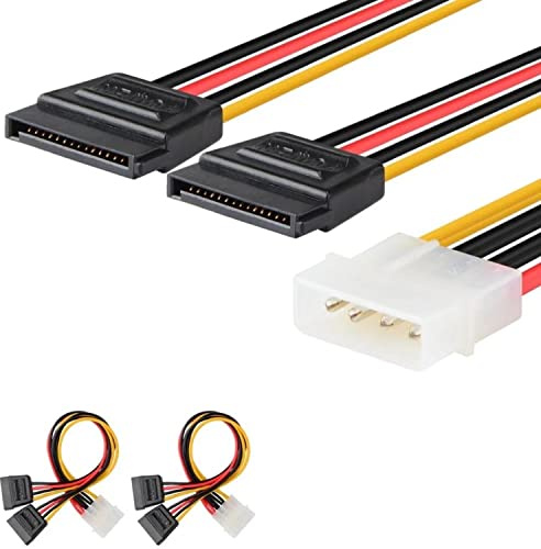 J&D 2er Pack 4 Pin Molex (LP4) auf 2x 15 Pin SATA Stromkabel Splitter Kabel Adapter - 20cm
