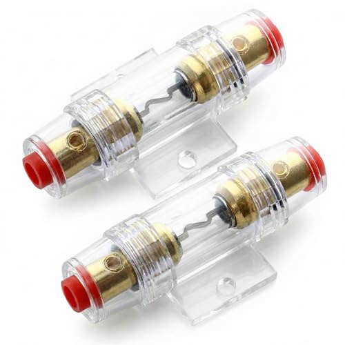 QWORK® 2 Stück AGU Inline Sicherungshalter 60A 12V-48V DC mit 60A AGU Sicherungen für Auto Audio Alarm Verstärker Kompressoren