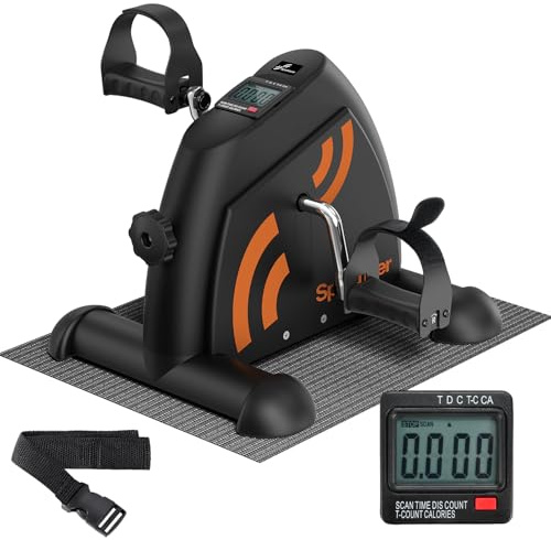 Sportneer Pedaltrainer für Senioren,Mini Heimtrainer mit LCD-Display, Fitnessgeräte für Zuhause – Tischfahrrad, Ergometer Senioren, Arm- und Beintrainer für Senioren mit Anti-Rutsch-Matte (Schwarz)