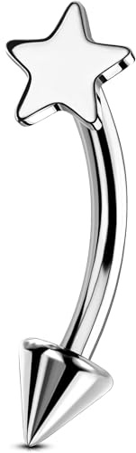 OUFER G23 Titanium Curved Barbell Rook Daith Helix Piercing Cartilage Ear Piercing 16G 8 mm Bar Vertical Labret Lower Lip Piercing Orbital Conch Ring Tragus Eyebrow Heart Arrows Women Men