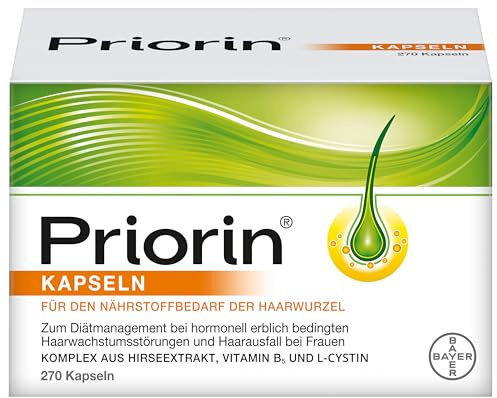 Priorin Kapseln | Haarausfall bei Frauen | volleres und kräftigeres Haar | nährstoffreich: Hirseextrakt, Vitamin B5 und Cystin | 270 Stück