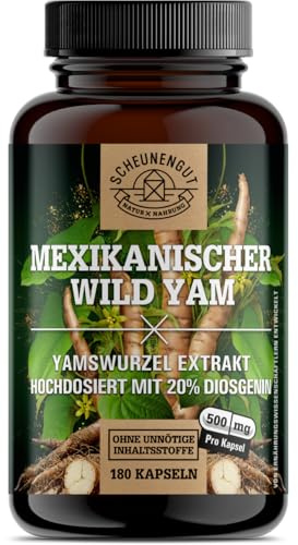 Yamswurzel 1000mg -WICHTIG: 10:1 Extrakt (=10000mg mex. Wild Yams je Tagesdosis) +20% Diosgenin +Progesteron -Yamswurzel Kapseln Hochdosiert- Laborgeprüft 180Stk DE SCHEUNENGUT®