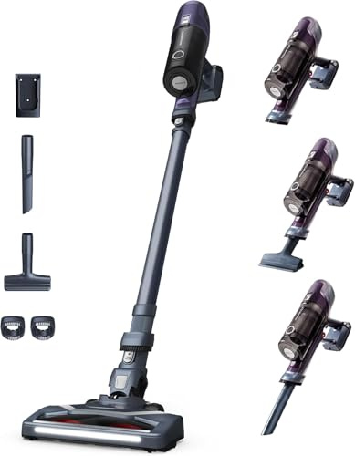 Rowenta X-Pert 6.60 Essential Akkustaubsauger, 100 W Leistung, 45 Min Laufzeit, kabellos & beutellos, LED-Bürstenkopf, herausnehmbarer Akku, inkl. Fugendüse und Wandhalterung, violett/schwarz, RH6838