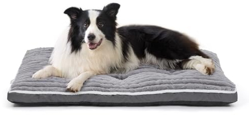 VoltaEcho Hundebett Mittelgroße Hunde: 90x60 cm Waschbare Hundematte – Weicher Plüschstoff – rutschfeste Unterseite – Geeignet für Wohnzimmer Hundebox KofferraumGrau (90 x 60 x 7 cm)