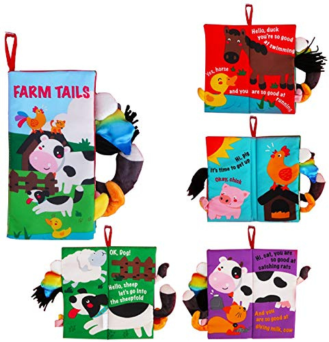beiens Babybuch Baby Spielzeug 0 3 6 Monate,knisterbuch stoffbuch fühlbuch Baby bücher Quiet Book sensorik Kinderwagen Spielzeug Kette für Geschenk Junge mädchen