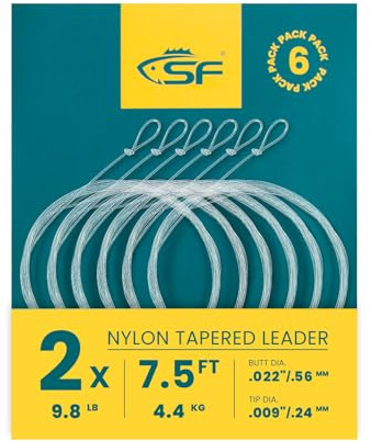 SF Vorgeknotete Nylon-Fliegenfischschnur,7.5FT,2X,6Stück