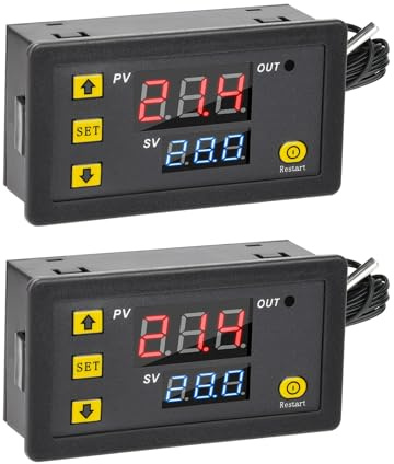 Aideepen W3230 Temperaturregler, 2 Stuck DC 12V 20A Digital Thermostat Regler für Heizung und Kühlung - Temperaturschalter