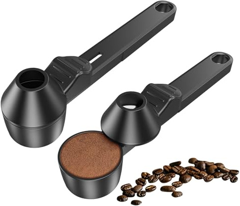 BelleFlair 2 Stück Kaffeelöffel mit Trichter, 2 Esslöffel Kaffeemesslöffel für gemahlenen Kaffee, Kaffeelot als Portionierer zum Befüllen von nachfüllbaren Kapseln, Langer Griff Dosierlöffel