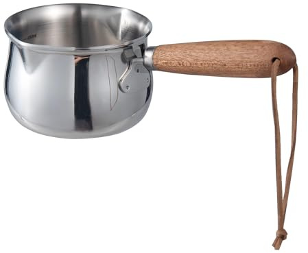 IMEEA Butterwärmer Milchtopf aus Edelstahl Holzgriff Kaffekanne Kleine Soßentopf Stielkasserolle für Butter Soßen Milch Schokolade(250ml)