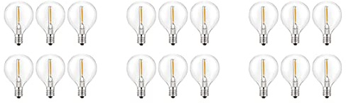 Niniang 18 Stück G40 LED-Leuchtmittel, , E12, Schraubsockel, bruchsicher, LED, Globe für Solar-Lichterkette, Warmweiß, 18 Stück