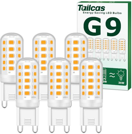 Tailcas G9 LED Lampe Warmweiß 3000K, 3W LED Lampen Ersatz für 30W 40W 50W Halogenlampe, G9 LED Leuchtmittel 350LM, Nicht dimmbar, Kein Flimmern, 360° Abstrahlwinkel, AC 220-240V, 6 Stück