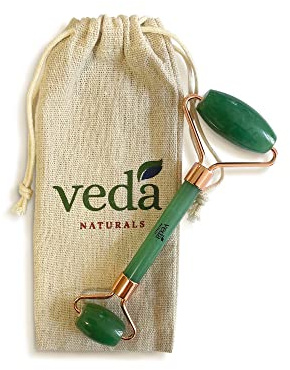 Veda Naturals Jade-Roller – beruhigende Gesichtsmassage für die Haut – Jade Gesichtsroller – Gesichtsmassage - Lymphdrainage-Effekt - für einen rosigen Glow