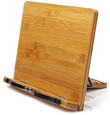wishacc Holz einstellbar faltbar Leseständer/Buchhalter/Kochbuchhalter/Cookbook stand/Book rest/Bücherständer/Book Stand aus Bambus