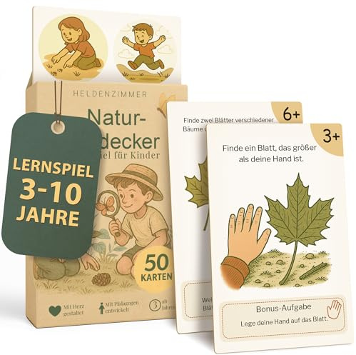 Heldenzimmer Suchspiel Kinder - 100 Aufgaben, 50 Entdeckerkarten I 3-10 Jahre I Outdoorspiele Kinder Spielzeug Garten Spiel Spiele Outdoor Entdecker Set I Innovative Geschenk Idee Geschenke