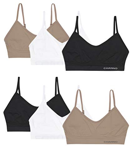 Channo Nahtloser BH ohne Bügel und Polster, 6er Pack Unsichtbarer Nylon Top mit verstellbaren Trägern