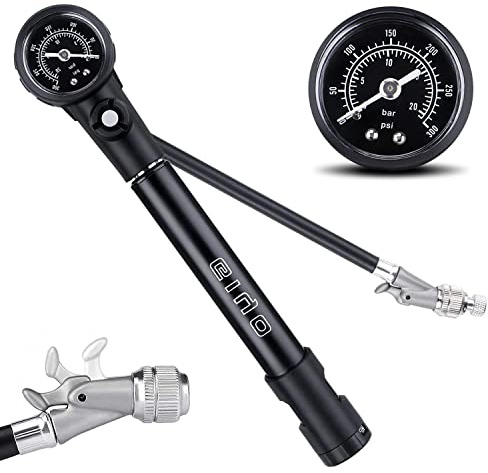 GIYO Fahrradreifen/Stoßdämpferpumpe MTB-300psi Hochdruck für Dämpfer & Federgabel-Mini Hand Fahrradpumpe Tragbar inklusive Presta und Schrader Ventiladapter.