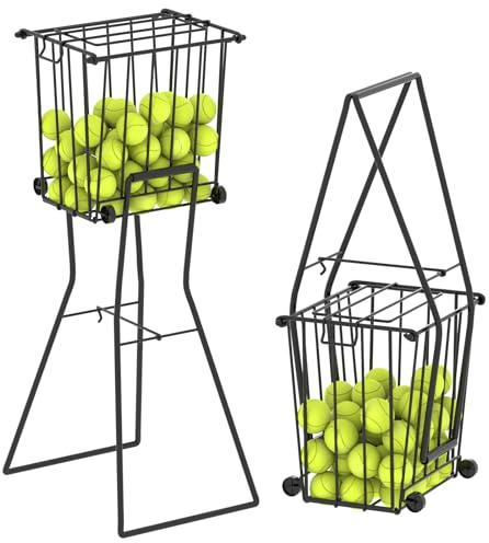 Moricher Tennis Pickleball Korb mit Rollen – Ball Sammelkorb fasst 75 Tennisbälle & 50 Picklebälle