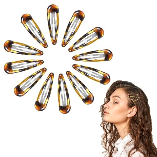 Nogeqi 12 Stück Haarspangen Damen Dünnes Haar, Metall Damen Haarclips Groß, Rutschfest Haarspange Haarklammern Französische In Schildpatt Optik Doppelgriff Snap (Epoxy Turtle)