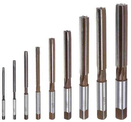 QUARKZMAN 9-teiliges Handreibahlen-Set 3 mm-16 mm, H7, Metrische Reibahle ReibahlenBohrer aus legiertem Stahl, Stahlschneidwerkzeug zum Reiben von Löchern