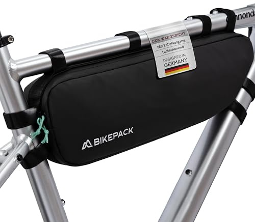 BIKEPACK Fahrradtasche Rahmen - Ideale Fahrradtasche, Rahmentasche Fahrrad für Rennrad & Mountainbike - Oberrohrtasche perfekt als Bikepacking Taschen/Premium Fahrradtaschen (Framebag)