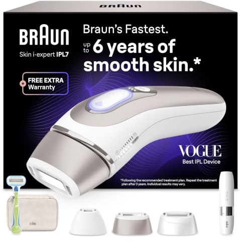 Braun Smart IPL Geräte Haarentfernung Skin i·expert 7, PL7249, Rosegold | Alternative Laser Haarentfernung, Dauerhafte Haarentfernung, Inkl Etui, Mini-Rasierer, Gillette Venus Rasierer Und 3 Aufsätze