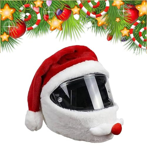Motorrad Helm Abdeckung Weihnachtsmann,Weihnachtsmann Motorradhelm Überzug,Motorradhelm Überzug Weihnachtsmann,Motorrad Helmüberzug,,Weihnachtsmütze Motorradhelmbezug, Rot (Helm Nicht Inbegriffen)