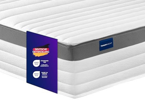 Traumnacht Premium 7-Zonen 500er Tonnentaschenfederkernmatratze, Härtegrad 4 (H4), 100 x 200 cm, Öko-Tex Zertifiziert, produziert nach deutschem Qualitätsstandard