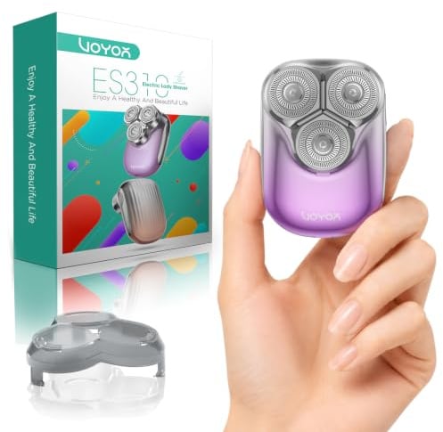 VOYOR Mini Damenrasierer Elektrisch, Gesichts, Bein & Intimrasierer Lila | Tragbar, Wiederaufladbar, Type-C, Bein & Intimrasierer Elektrisch für Frauen, Gesicht, Achseln, Arme & Körper, ES310