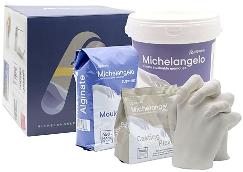 Algaplay Michelangelo KIT 3D Handabdruck Set für Paare – Gipsabdruck Hände - Partner und Pärchen Geschenke für Frauen und Männer als Hochzeitstag, Jahrestag Geschenk