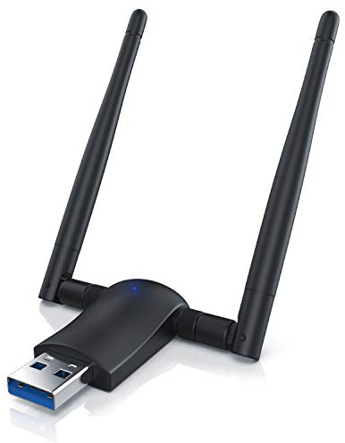 CSL - WLAN Stick 1200Mbit/s WiFi Dual Band Adapter 5GHz + 2.4GHz Dual Band 1200 Mbit/s USB 3.0 WiFi Dongle 1200mbps mit 2 x 5 dBi Antenne für PC Desktop, Laptop Windows 7 8 8.1 10 11