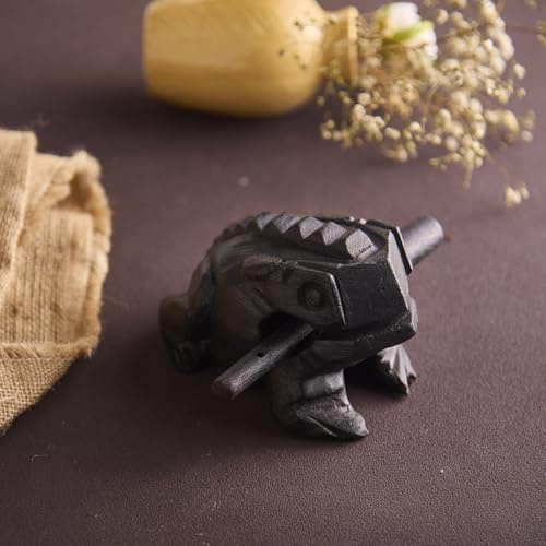 Esplanade Holz Guiro Frosch Percussion Instrument - 10,2 cm handgefertigtes Holzfrosch Musikinstrument Raspel Schaber mit Naturklang Vintage Haus & Garten Dekor