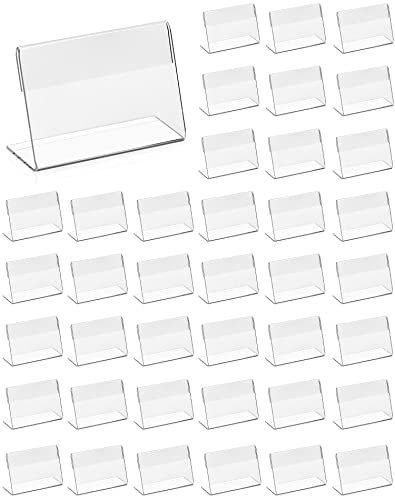 QWORK® 40 Stück Acryl Etikettenhalter, Klein Namenskarten Halter Visitenkarten Display für Büro Schulen Shop Einkaufszentren (6 x 4 cm)