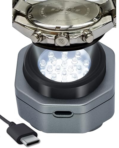 CoolFire - Typ-C UV-freies Solaruhr-Schnellladegerät für alle Eco-Solaruhren für Herren, Reloj Hombre tragbares Batterieladegerät. für alle Arten von Öko-Solaruhren. (Silber)