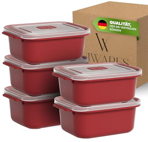 Viwares Lunchbox 2000 ml – Mikrowellenbehälter 5er Set für große Portionen | BPA-frei – auslaufsicher & stapelbar – Vorratsdose für Haushalt – Meal Prep – Camping & Familie