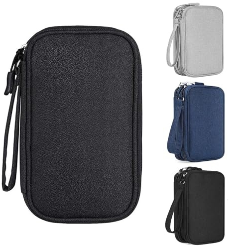 Criveple Kabeltasche, Kabeltasche Organizer, Drahtbinder Kabelorganizer Tasche, Universal Kabel Organizer, Multifunktional Reise Zubehör, für Ladekabel Powerbank (Black)
