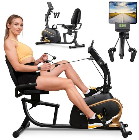 Hop-Sport Liegeergometer für zu Hause HS-045L Volt, Sitzergometer mit Magnetbremse & 10 verstellbaren Widerstandsstufen - Heimtrainer mit Herzfrequenzsensoren und verstellbarem Sitz