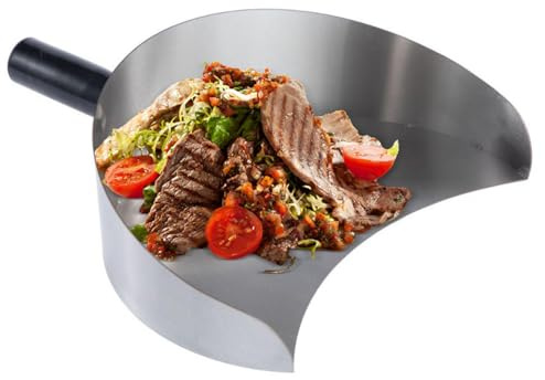 Hand-Grillschaufel, Drehspieß-Fleischfänger, Grillspatel, Edelstahl, griffiger Griff, 22,5 x 17,5 x 8 cm, für Döner Kebab, Grill und vertikales Grillen am Spieß