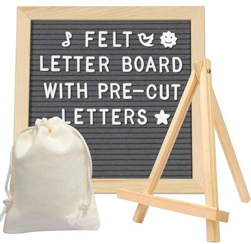 INCETUE Letterboard aus Eiche 25x25cm Buchstabentafel mit 400 buchstaben – Stecktafel mit Zubehör – Memoboard