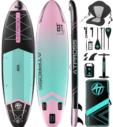 ATPROSS Tavola SUP ，350x85cm Stand Up Paddle Extra Largo per 2 Persone | Portata 200kg, Canoa Gonfiabile 2 Posti Stabile e Antiscivolo per Mare e Surf