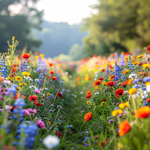 Blumenwiese mit Keimgarantie als Wildkräuter Mischung fünfjährige Bienenweide, insektenfreundlicher Garten mehrjährige winterharte Blühwiese für Bienen & Hummeln (25qm)